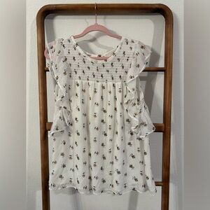 LOFT White Floral Blouse
